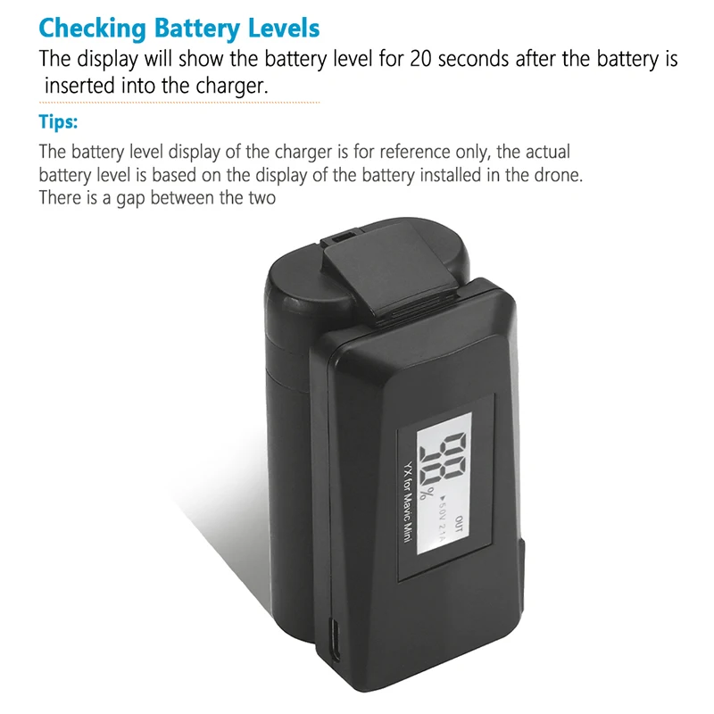 Мавик мини батарея USB зарядное устройство цифровой экран дисплей портативный