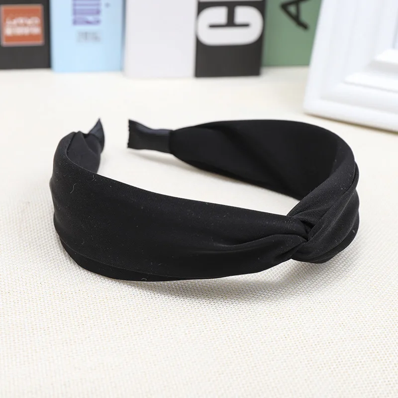 

Korean Simple Fabric Pure Color College Wind Lady Cross Headband C329