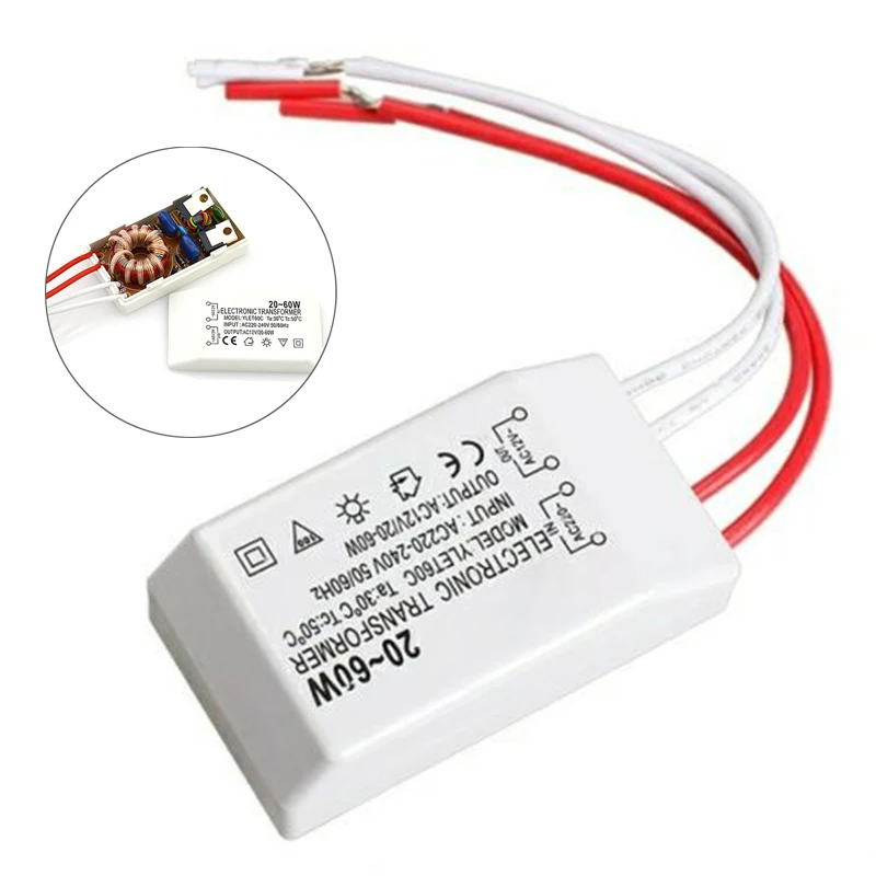 20 60W 220V AC12V светодиодный освещение электронный трансформатор адаптер драйвер