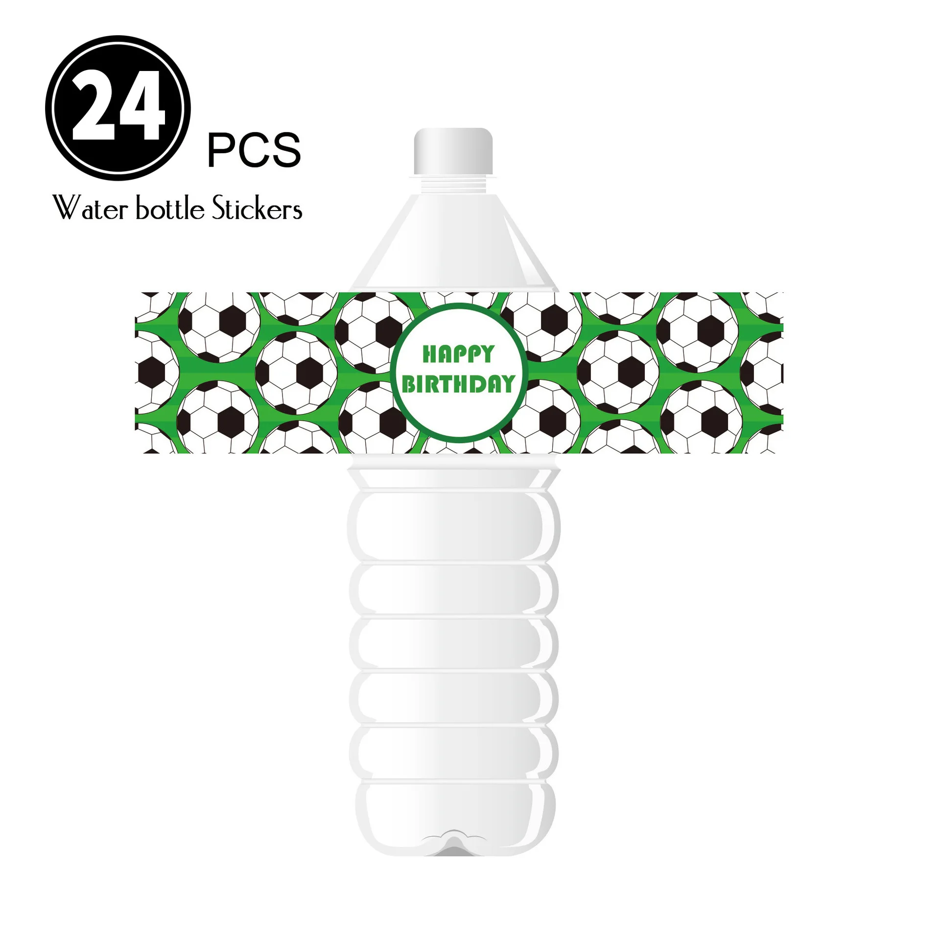 24Pcs Happy Birthday Football Basketball Water Bottle Stickers Birthday Party Decoration For Kids