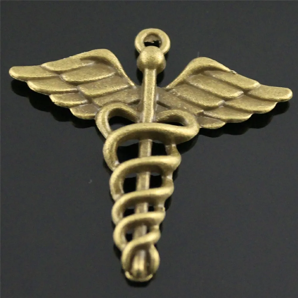 8 шт. Подвески Caduceus Медицинский символ MD 40x40 мм Античное изготовление кулон