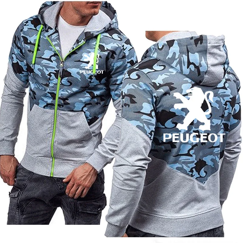 

Unisex 2020 new Hoodies Men Peugeot Car Logo Print Casual Sleeve Hooded Sweatshirts Mens zipper Jacket Man Hoody Clothing