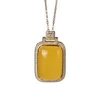 925 sterling silver gold plated natural amber beeswax pendant personality and fashion perfume bottle women necklace pendant