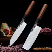 2pcs kitchen knife set 7 inch chef knives japanese utility santoku knife meat cleaver damascus stainless steel knives cook tools