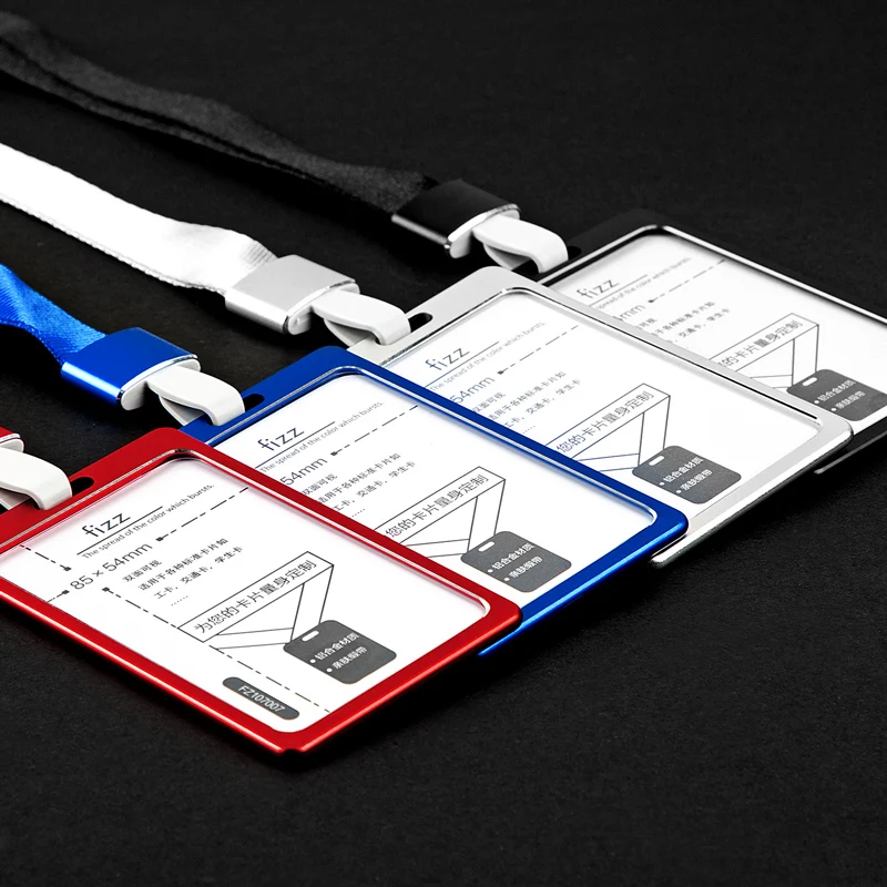 

Fizz Aluminum Alloy Card Holder Work Card Access Card Bus Card Holder Badge Vertical Lanyard Badge Holder 4 Colors