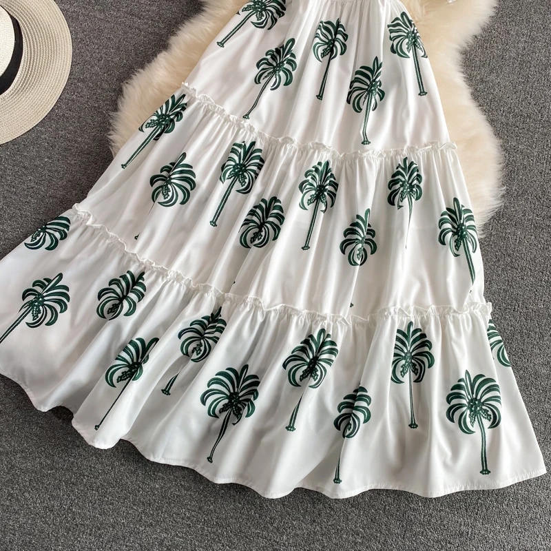 

Summer new print Dress Square collar temperament, waist was thinner woman dress Puff sleeve dresses for women 2021