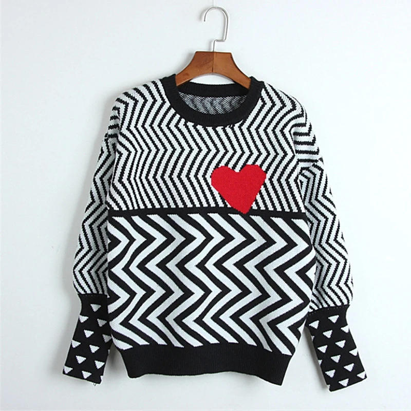 Осень-зима 2019 одежда женские свитера топы с длинным рукавом и геометрическим