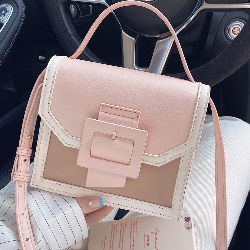 Кожаная сумка-Кроссбоди контрастных цветов для женщин модная дорожная сумка