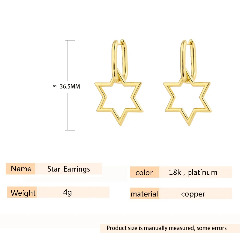 

SIPENGJEL Fashion Hiphop Star Oval Hoop Earrings Simple Punk Geometric Metal Style Dangle Drop Earrings For Women Jewelry 2021