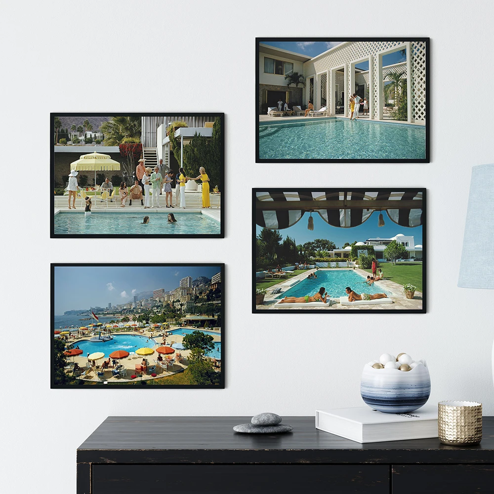 

Poolside Charm Art Desert House Print Painting Canvas Painting Poster Canvas Painting Wall Art Picture Living Room Home Decor