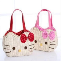2021 new fashion cute cat straw bag paper rope crochet shoulder bag pumping womens bag straw bag