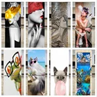 Женская самоклеящаяся виниловая наклейка на дверь холодильника с изображением животных, мороженого, большая настенная Крышка для холодильника, кухонная мебель, украшение