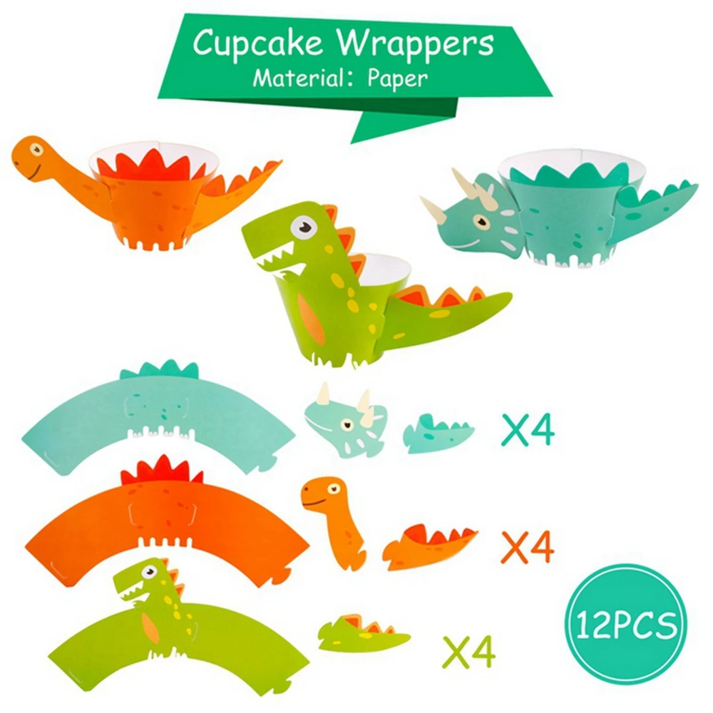 Мультфильм Динозавр Кекс Обертка Бумага день рождения поставки дети ребенок душ