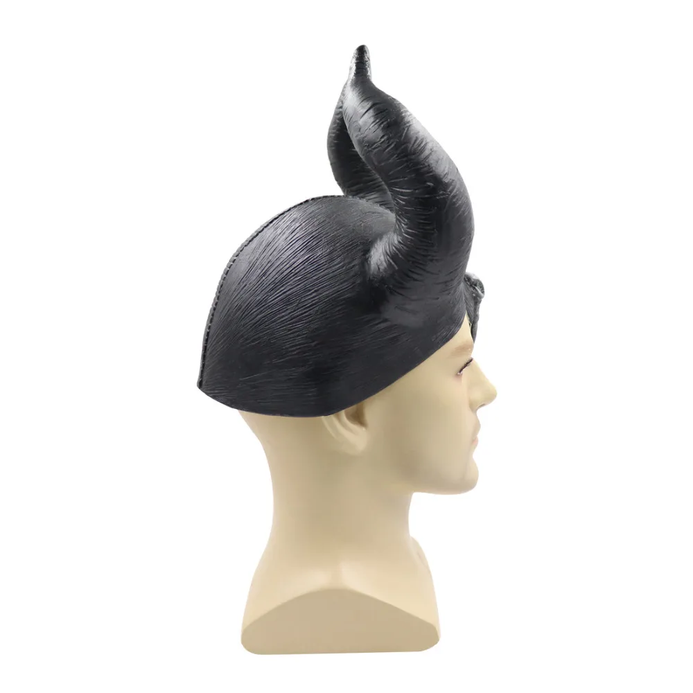 Новая аниме малая любовница злой Маскарадная маска Maleficent 2 головной убор с рогом шлем латексные маски вечерние Хэллоуин Angelina Jolie