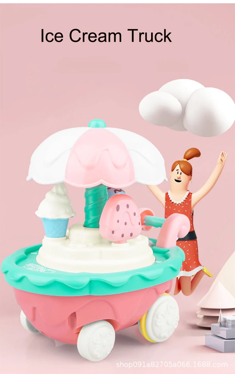Cami&oacute;n de helados inercial Kawaii para ni&ntilde;os, juguete de 3 a 6 a&ntilde;os, coche de helados de mano intelectual-2