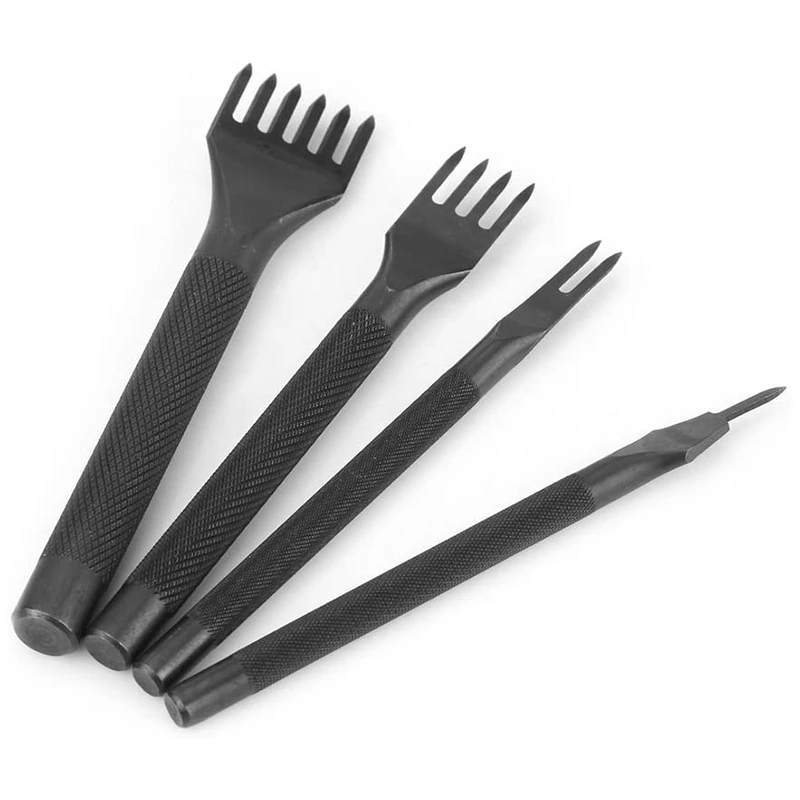

DIY Diamond Lacing Stitching Chisel Set Leather Craft Kits, Leather Craft Tooth Punching Tool 4mm 1/2/4/6 Prong