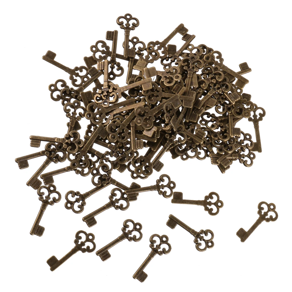 

100x Retro Victorian Key Charms Pendant for Necklace Jewelry Findings