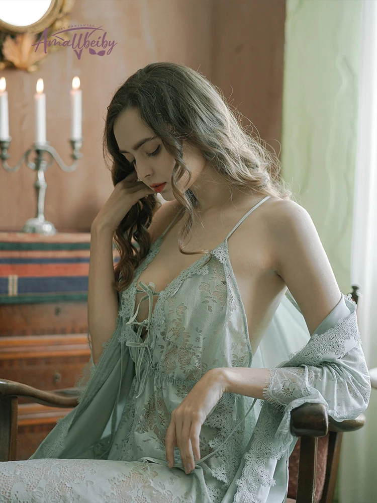 Халат Кружевной Женский с поясом для невесты |