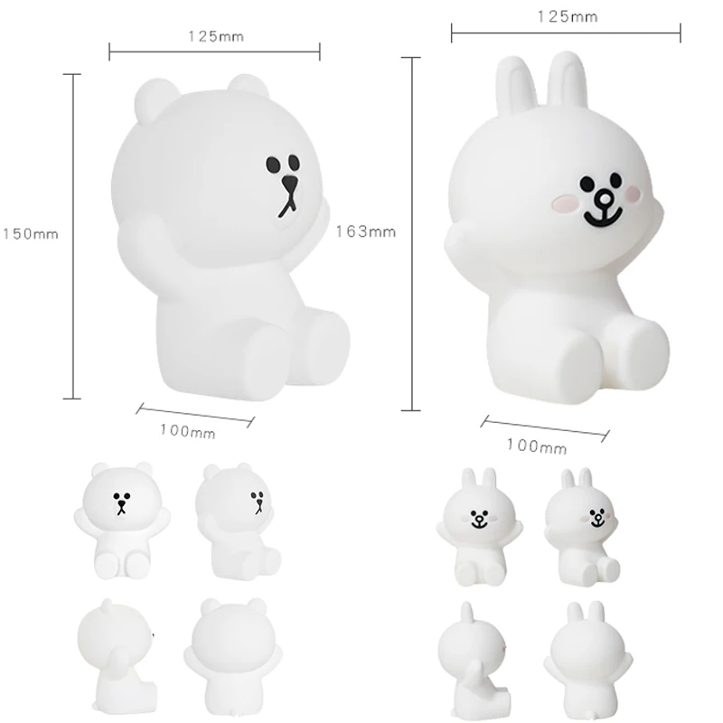 Ночник с медведем и кроликом для детей настольное украшение сенсорной