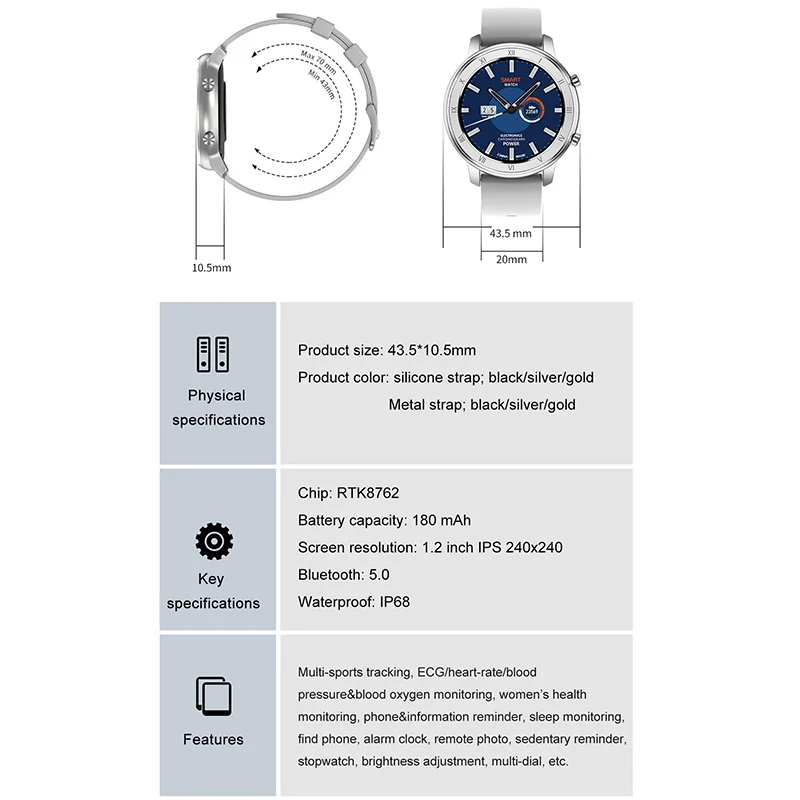

DT89 Smart Watches Women's Wristwatch Smartwatch Men's Watches Smart Bracelet Heart Rate Sleep Monitor Sports Watch Smart Clock