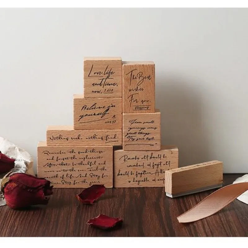 8 шт. для скрапбукинга деревянный набор штампов с буквенным принтом абзац дизайн