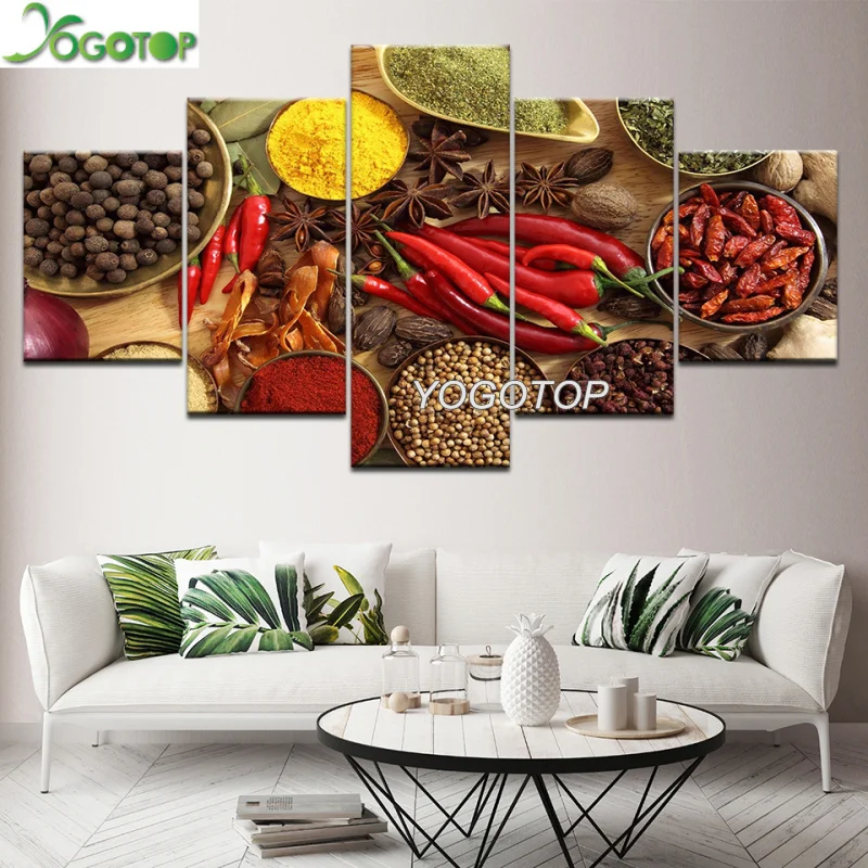 Алмазная картина сделай сам 5 панелей ложка зерна специи перец 5D полная мозаика