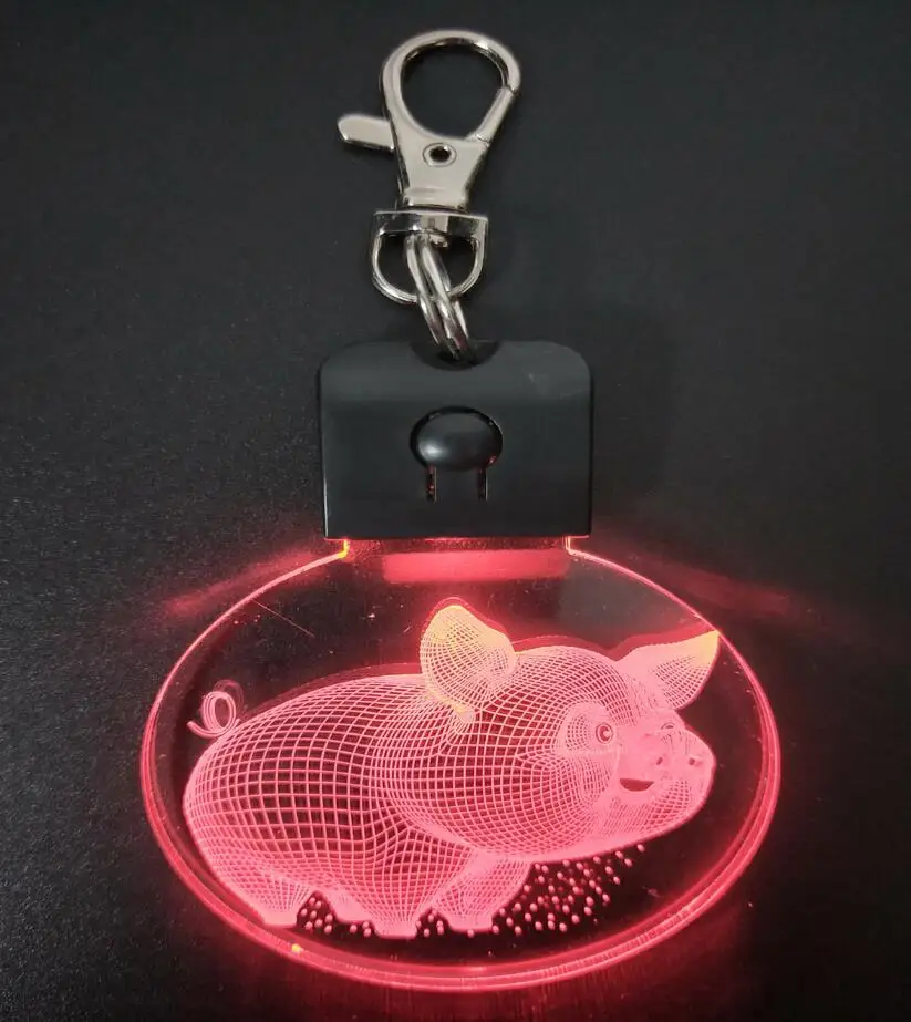 Key Chain Lamp Свинка 3D светодиодный ночник с пультом дистанционного управления или сенсорным управлением, красочный 5 В USB креативный маленький акриловый светодиодный Настольный светильник, самостоятельный подарок для дома - Испускаемый цвет: Key Chain Lamp