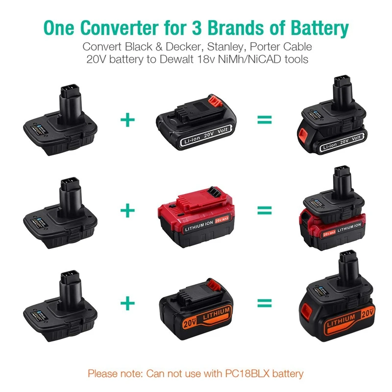 Hot 3C-Bps18D Usb Battery Converter Adapter For Black Decker Porter Cable Stanley 20V Max Lithium Dewalt 18V Nicad N | Электроника