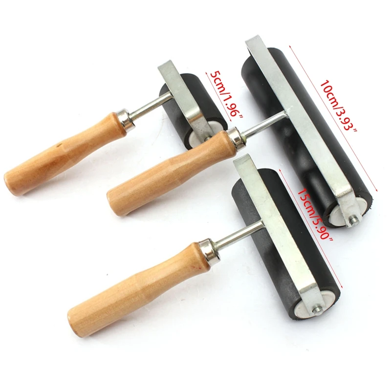 

1Set 3 Sizes 5/10/15cm Hard Rubber Roller Printing Ink Lino Artists Art Craft To