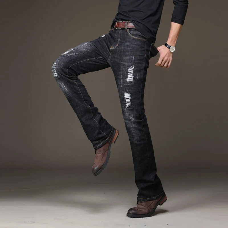 Mens Flared Jeans Pants Japan fashion work Flare Bootcut for Men bell bottom jeans skinny fit Denim 2020 | Мужская одежда