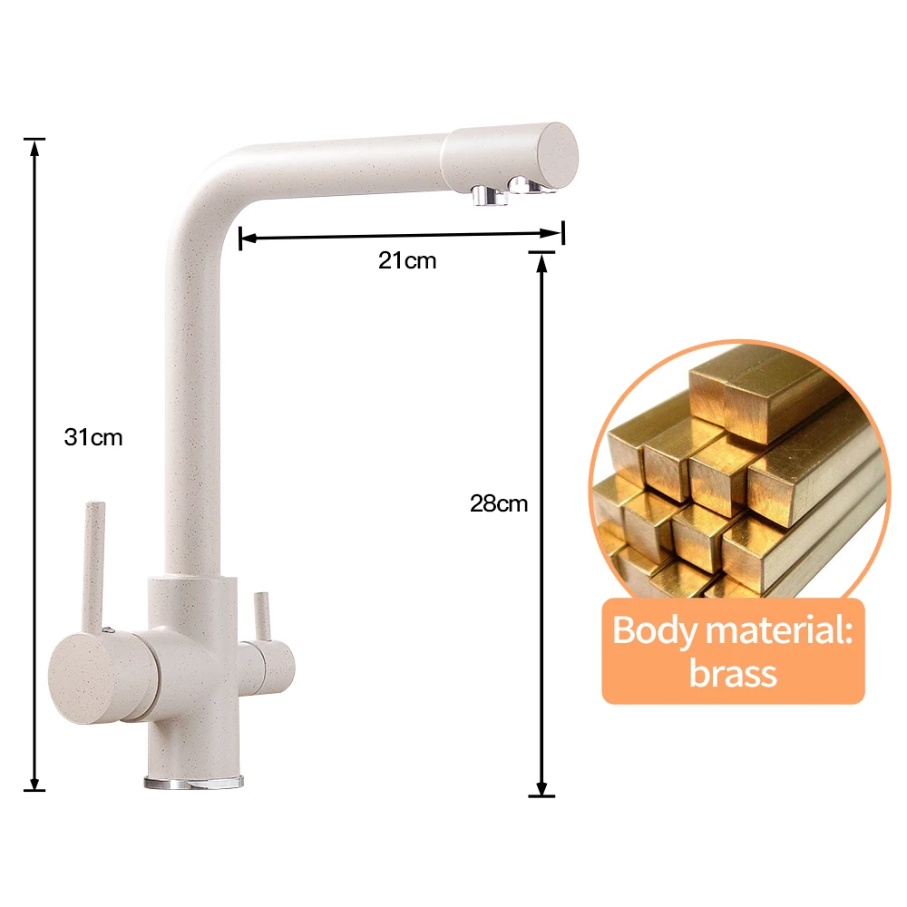 

Kitchen Faucet Water with Dot Brass Purifier Faucet Dual Sprayer Drinking Filtered Water Tap Vessel Sink Mixer Tap Torneira