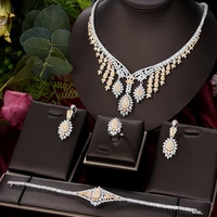 soramoore luxury gorgeous bridal necklace bracelet earrings ring jewelry set for ladies women wedding african dubai accessories