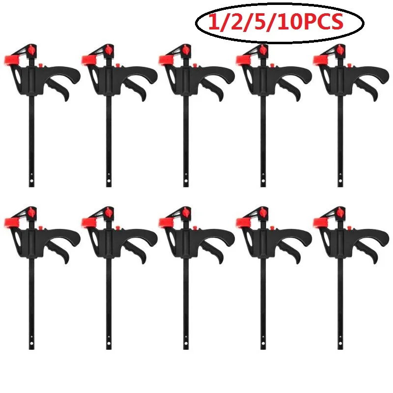 1/2/5/10PCS 4 inch Woodworking Bar F Clamp Clip Hard Grip Quick Ratchet Release DIY Carpentry Hand Vise Tool
