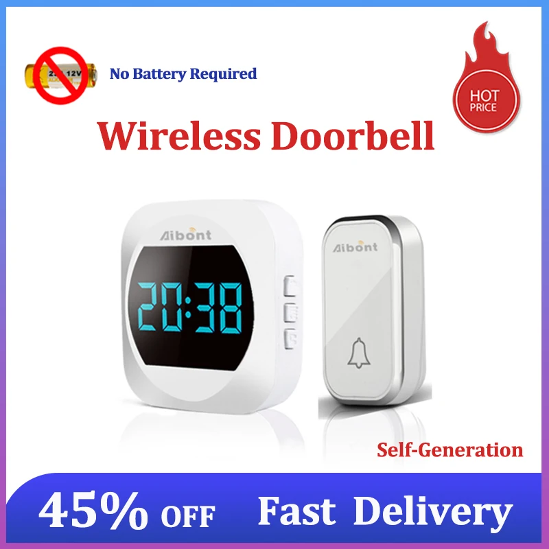 Часы дверной звонок Домашний Беспроводной Автономный без батареи