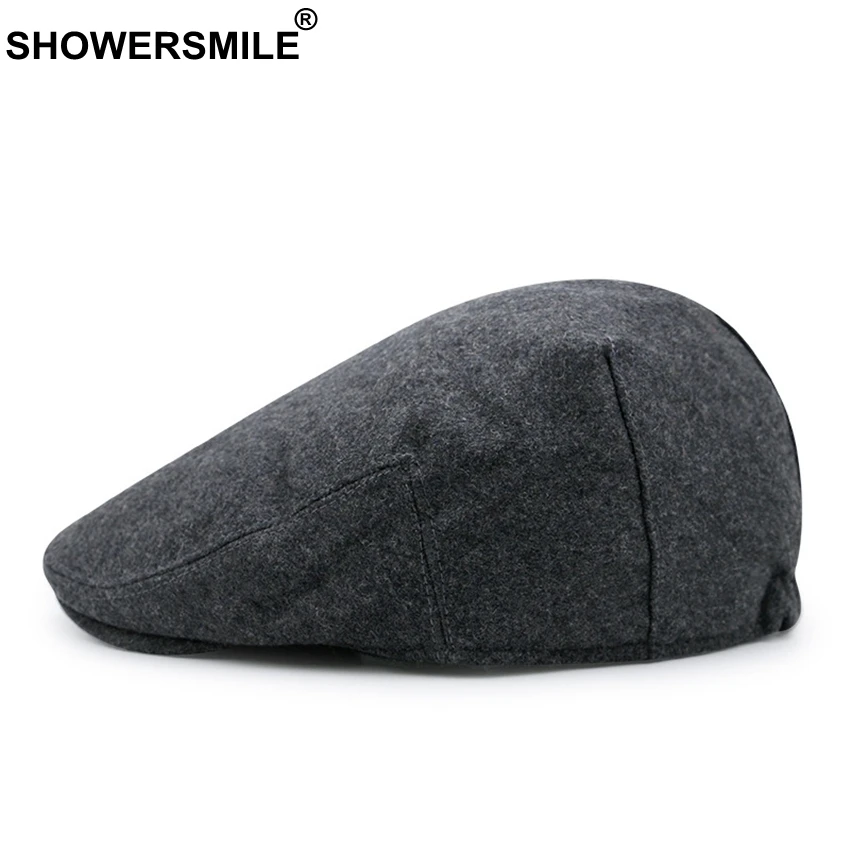SHOWERSMILE, унисекс, темно-синий берет, шапка, шерсть, берет, шапки, мужские, зимние, толстые, теплые, облегающие шапки, мужские, Ретро стиль, Классическая Шапка duckbill& Ivy