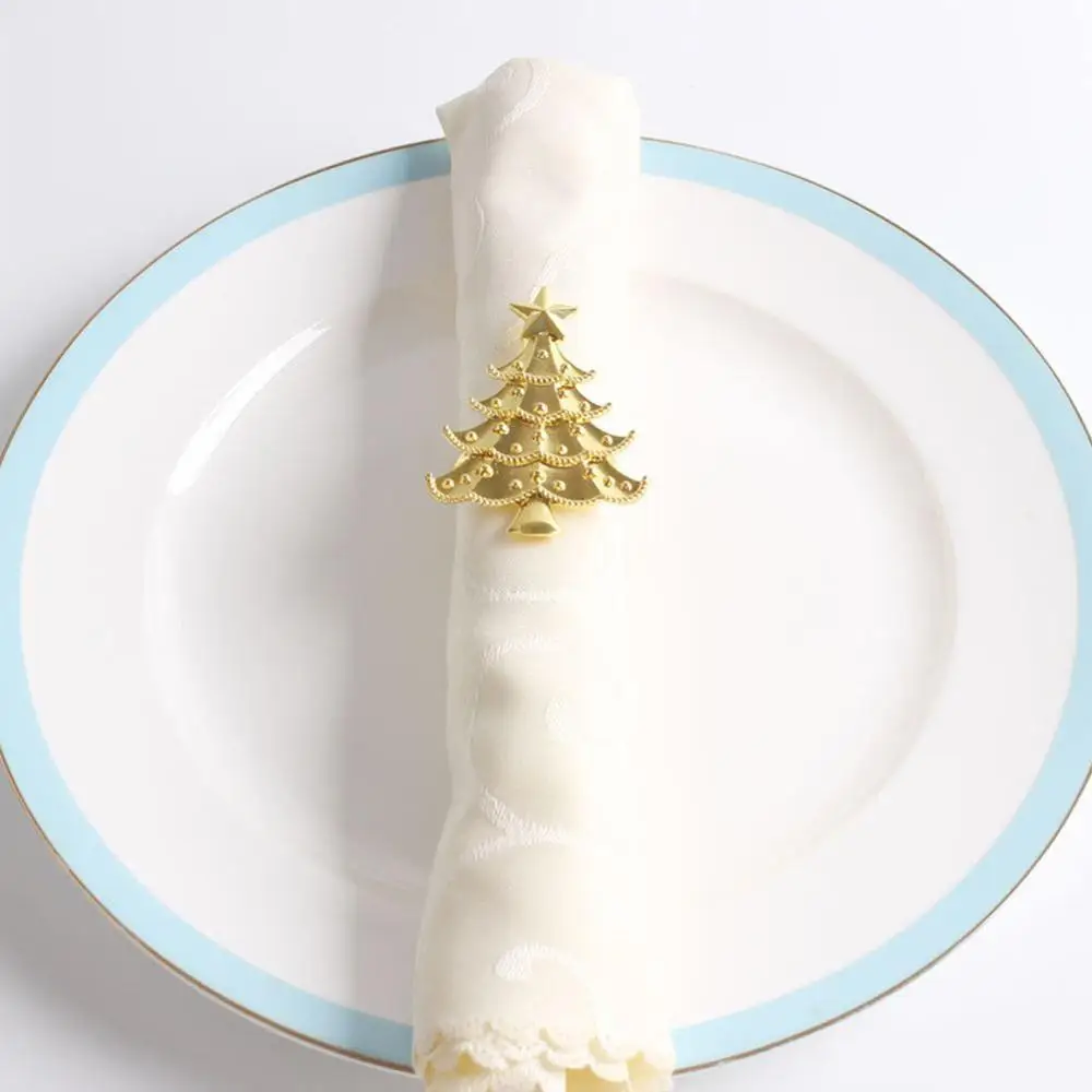 

5pcs Napkin Buckles Christmas Tree Shape Alloy Napkin Decoration Table For Dinner Holders Party Christmas Wedding Ring B8A5