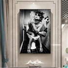 Женщина, сидя на унитазе, винтажная холщовая фотография, черно-белая сексуальная женщина, картины на стену, украшение для дома