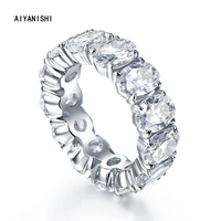 aiyanishi 100 925 sterling silver eternity band ring glittering sona diamond paved original women finger jewelry dropshipping