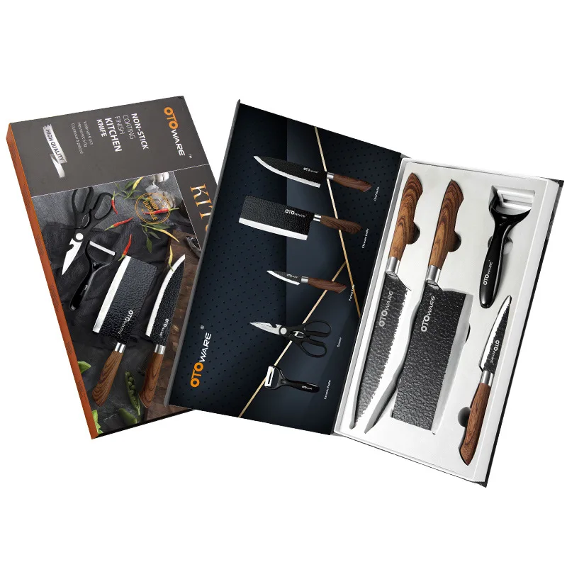

5-pcs kitchen knife set of high-carbon anti-rust stainless steel kitchen knife fruit knife slicing knife cooking tool gift box