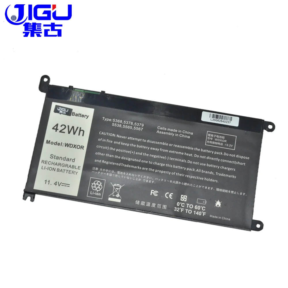 JIGU Новый аккумулятор для ноутбука 11 4 V WDX0R FW8KR P62F 1VX1H P26T P69G 3CRH3 DELL Inspiron 13 5000 5368 5378 14