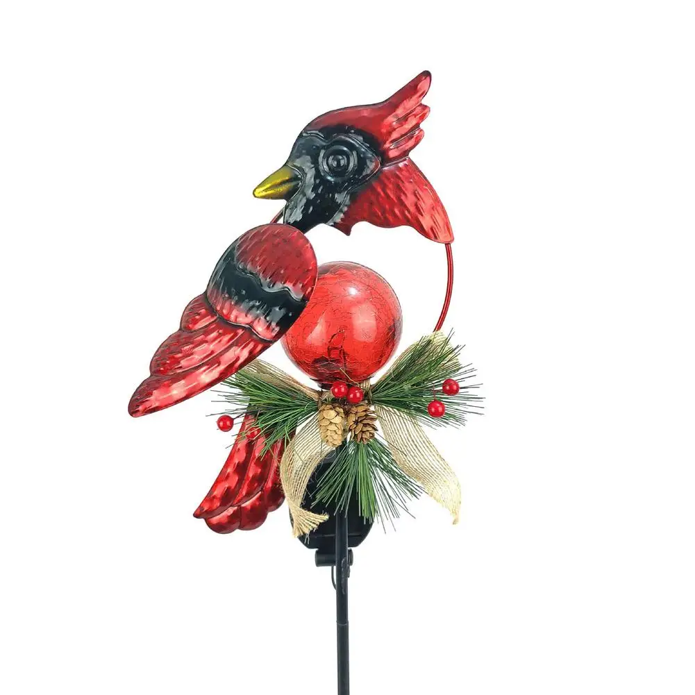 

Christmas Red Bird Solar Lamp Retro Automatic Lighting Pathway Light For Outdoor Courtyard Garden Road Community Fence Decor