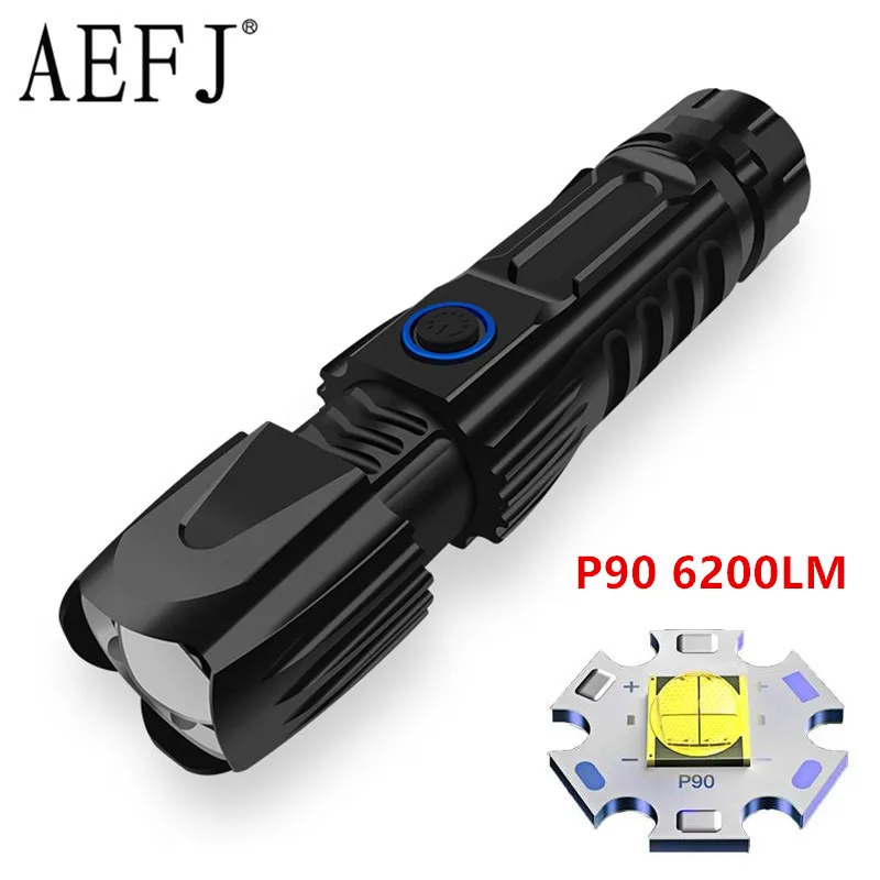 Светодиодный фонарик AEFJ с лампой P90 тактический Водонепроницаемый фонарь