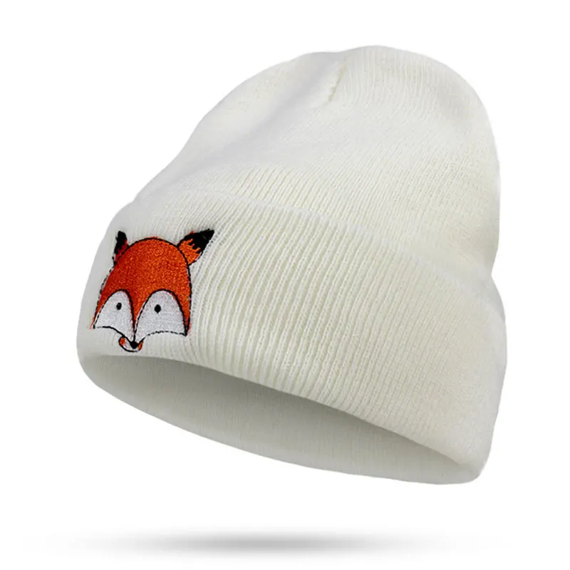 

Fashion Knitted Winter Hats Women Fox Pattern Winter Hats Female Skullies Beanies Men Knitted Caps Beanies Thick Warm Caps