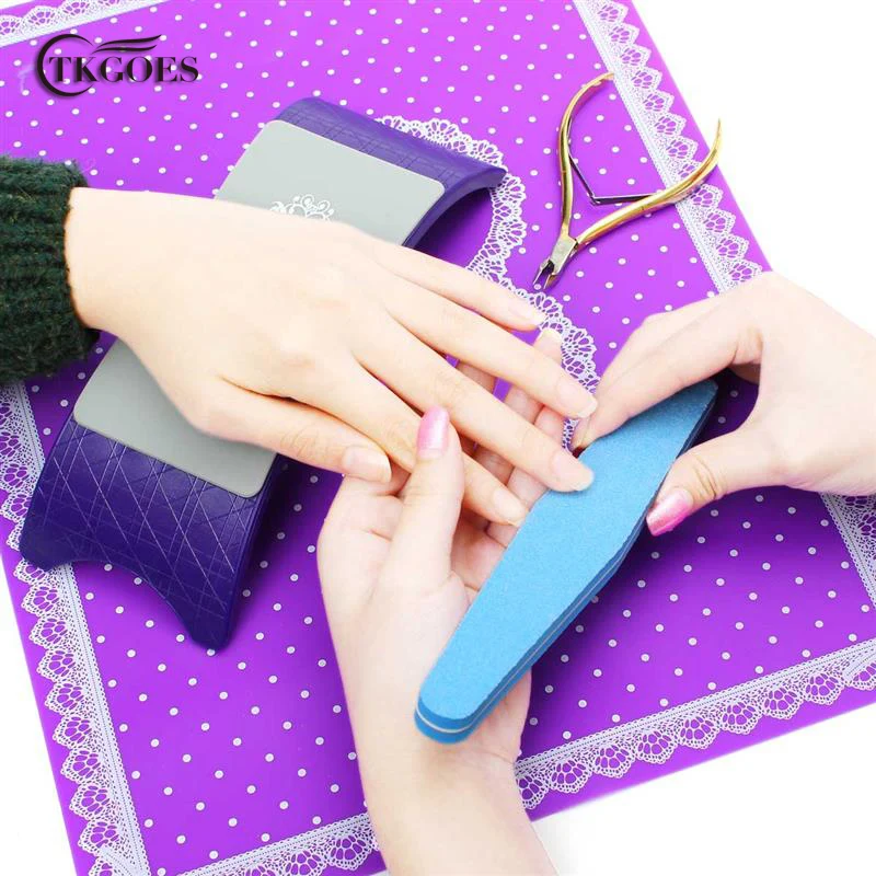 TKGOES 1 Set Arm Rest Silicone Mat Plastic Pillow Hand Holder Table Pad Foldable Washable Salon Manicure Tools | Красота и здоровье