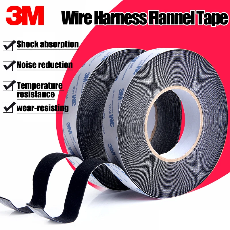 

3M Car Harness Tape Door Noise Flocking Cloth Dust-Proof Adhesive Tape Shock Absorption Sound Insulation Plush Rubber Strip