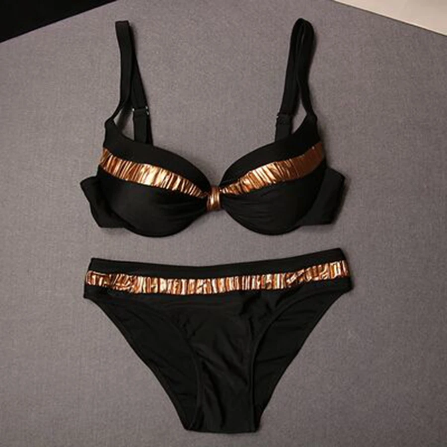 

Womens Female Halter Bikini Solid Push Up Sexy Swimwear Summer Swimsuit Beachwear Bikini Set Bathing Suit New Styles 2020