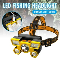 super bright 5 cob strong light rechargeable led headlight night fishing waterproof flashlight head mounted camping lamp