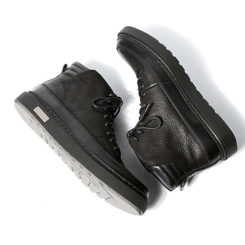 Ботинки мужские зимние из натуральной кожи на шнуровке черные для верховой езды |