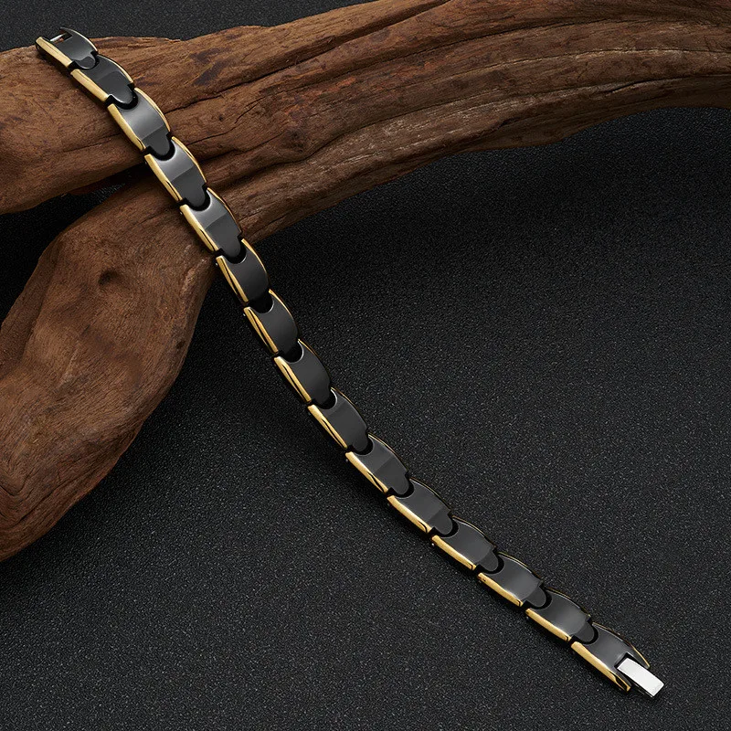

NHGBFT Smooth Gold Black Ceramic Healthy Magnetic Bracelet For Women Men Hematite Wedding Bracelet