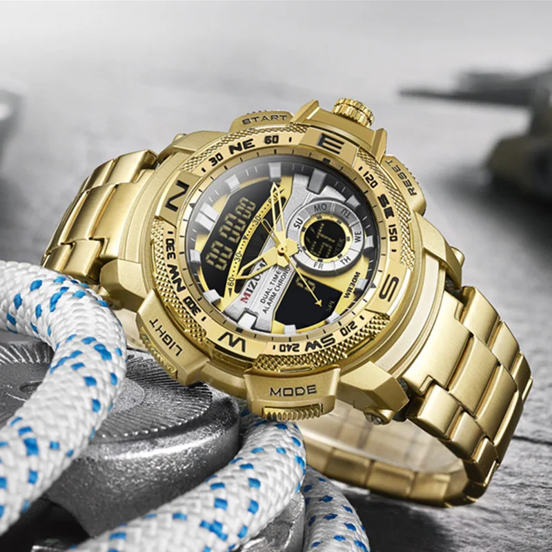 Часы с двойным дисплеем мужские модные цифровые часы большим циферблатом